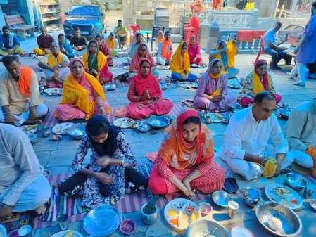 People remembered their ancestors in a collective offering.