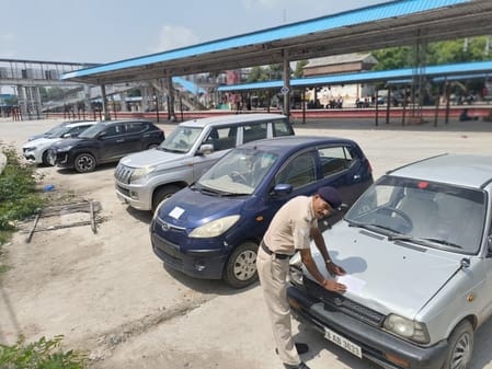 Notices pasted on 19 private vehicles parked in the warehouse
