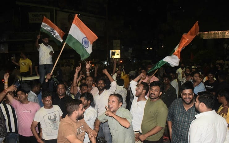 Celebrations mark India's second win over Pakistan in the Asia Cup
