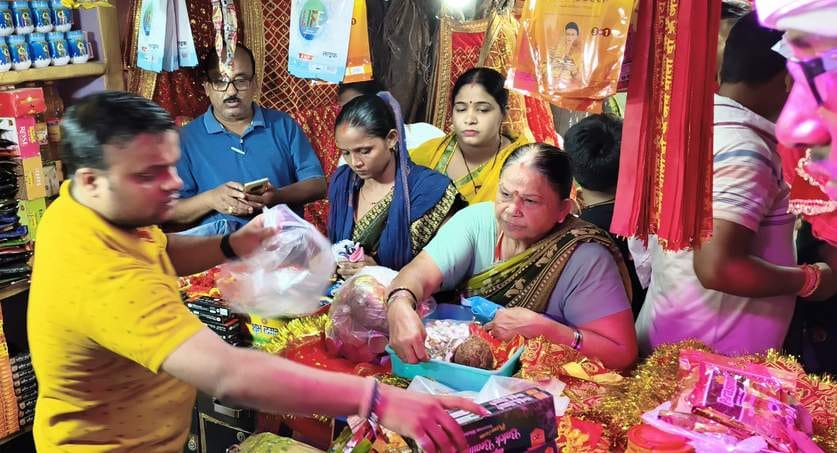 Mother's court decorated for the worship of Adi Shakti