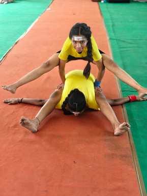 Girls gave a powerful performance in artistic and traditional yoga.