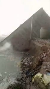 Five more concrete houses were submerged in the river within minutes