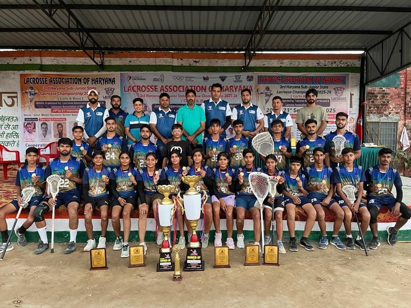 Winners of Haryana Sub Junior Lacrosse Championship honored
