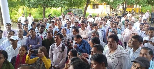 Teachers protest at the Collectorate for exemption from TET