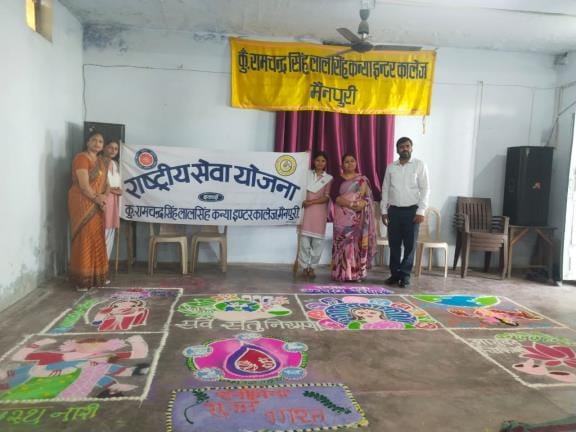 Sajiya got first place in poster and Chanchal got first place in rangoli