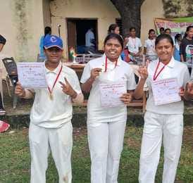 Three girl students were selected for the state level competition.