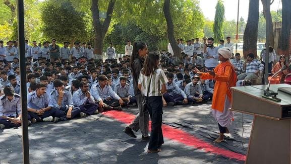 Street plays were performed to create awareness among students about cleanliness.
