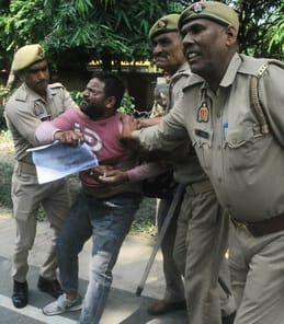 Mother and son attempted self-immolation against the Municipal Corporation at the Commissionerate gate.