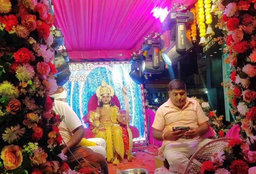 People danced and cheered in Shri Ram's wedding procession.