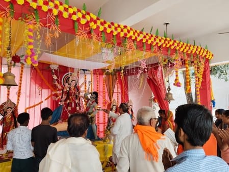 Devotees immersed in the devotion of Shakti