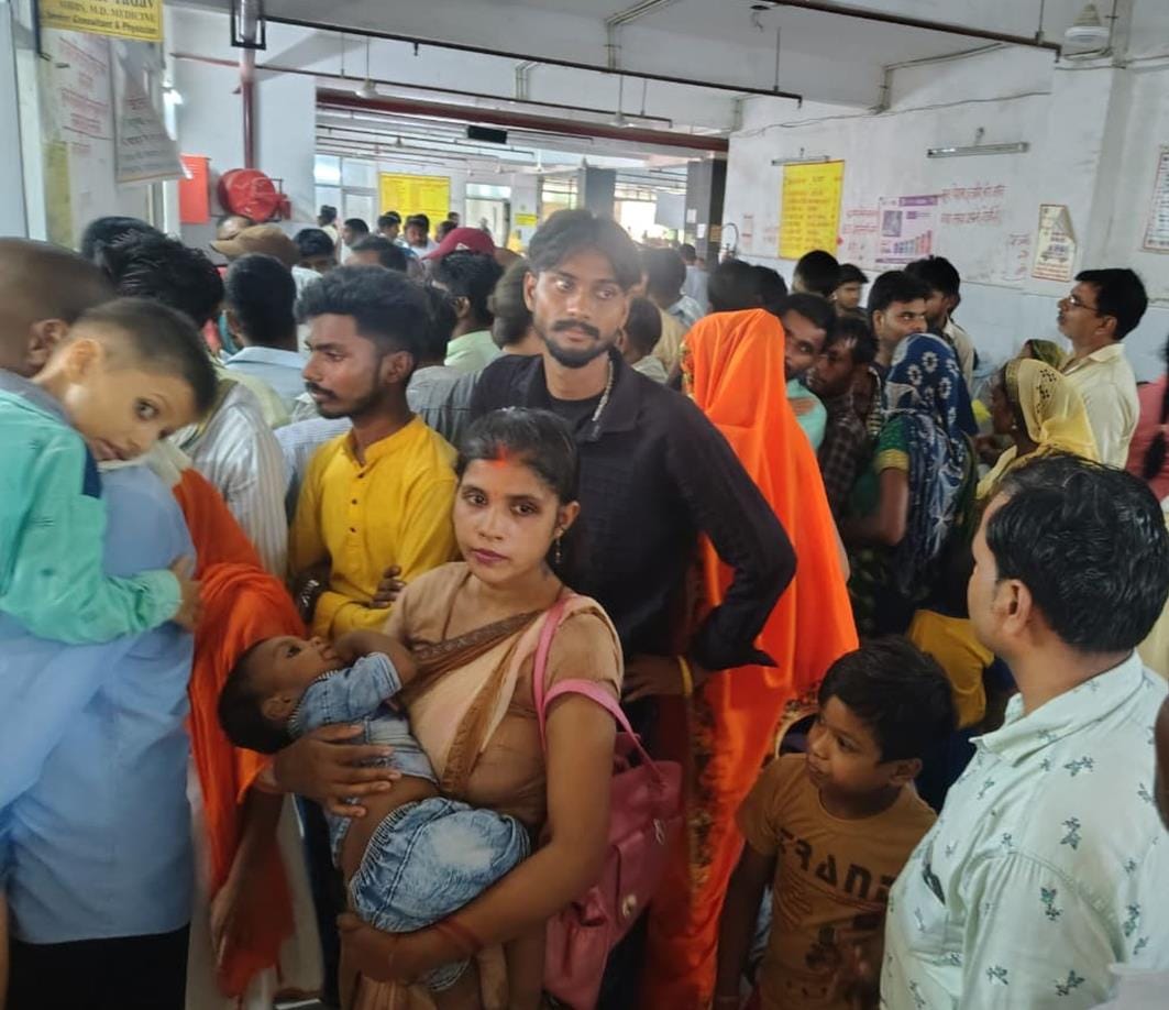 The problem of itching and ringworm, crowd gathered in the skin disease OPD of the district hospital.