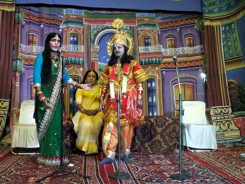 Rama, Lakshmana, and Sita departed for the forest.
