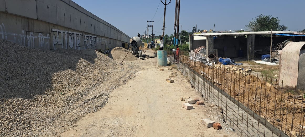 Repair work begins on the service road near Bhuni flyover