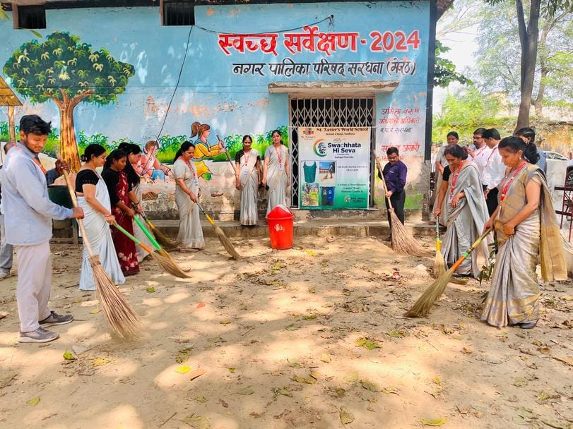 St. Xavier's World School launched a cleanliness drive.