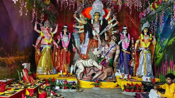 The queue of devotees in the court of the Mother, the cheers echoing