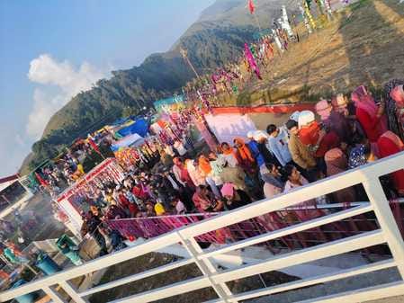 Crowds of devotees gathered at Jodiyan Mata Temple