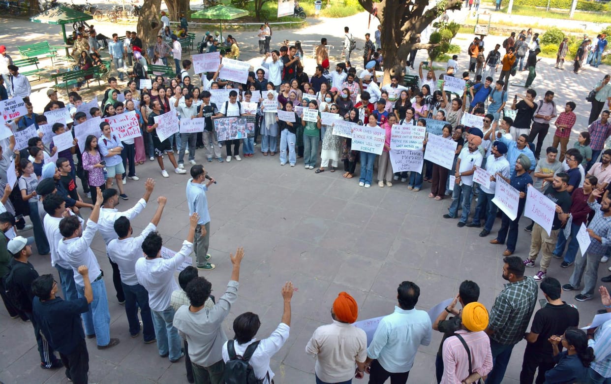 Protest against the killing of innocent people in Ladakh