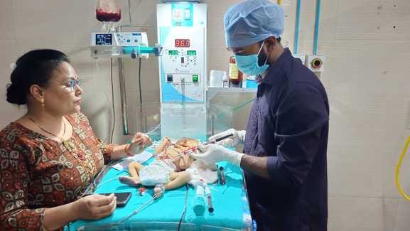 Newborn's life saved by blood transfusion