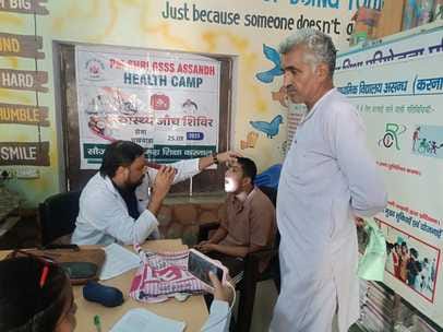 Health check-up of disabled children in the camp