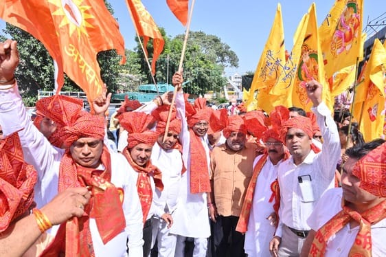 Flowers were showered on the procession