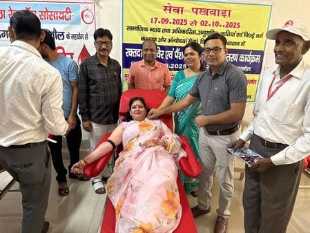 Pension acceptance letters were distributed to 230 eligible persons and a blood donation camp was also organised.