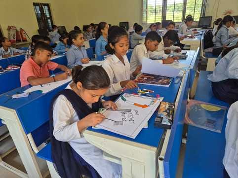 150 students displayed their talent in the block level painting competition.