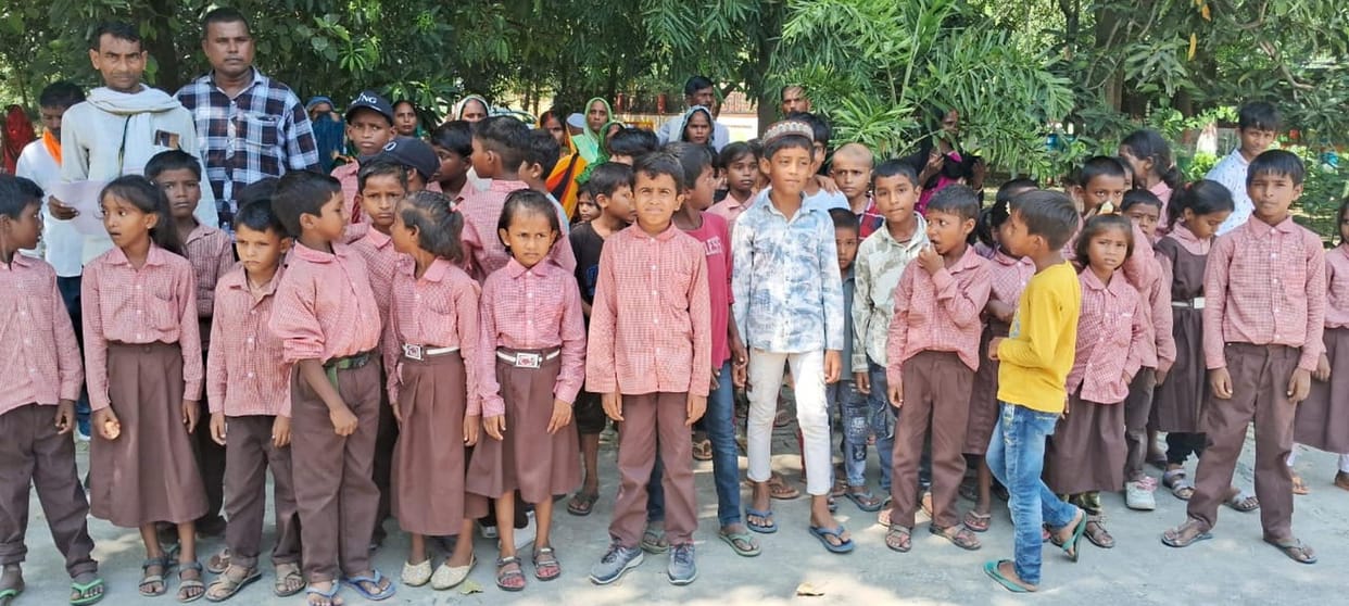 Children and parents protested against the removal of the headmaster