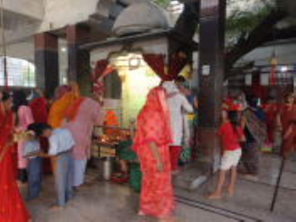 Devotees thronged temples to worship Goddess Durga and chanted slogans.