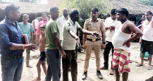 Victims were abused in front of the police in a drain dispute.