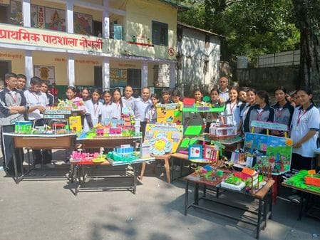 Students of Nogli School showcased their talent by presenting models.