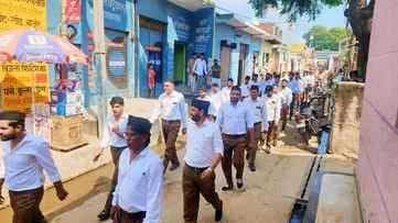 A procession was taken out on the centenary year of the Rashtriya Swayamsevak Sangh.