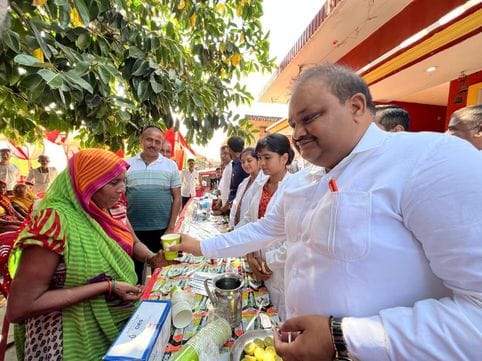 Medicine for anemia was given to women in the health camp.