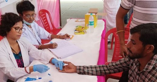 Patients were examined at the health camp held at the medical college.