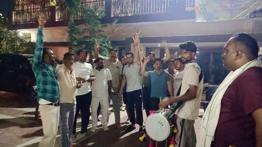 Celebrations on the appointment of Rao Narendra Singh as the state Congress president