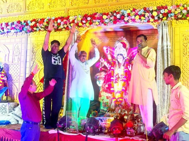 A garland of flowers was offered to Mother Goddess