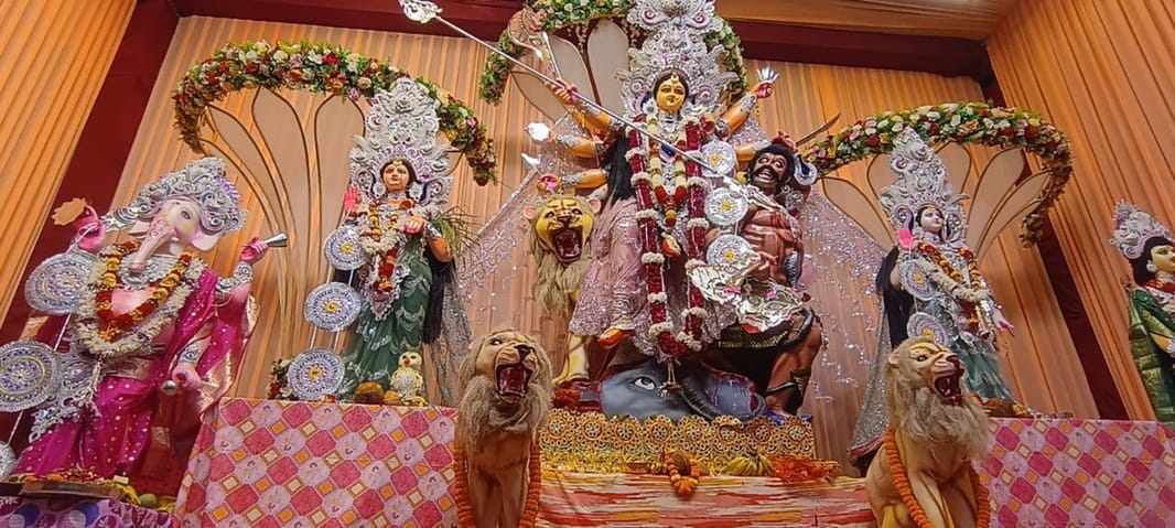 Devotees were delighted to see 45 feet high pandals and 12 feet tall Durga idols at other places.
