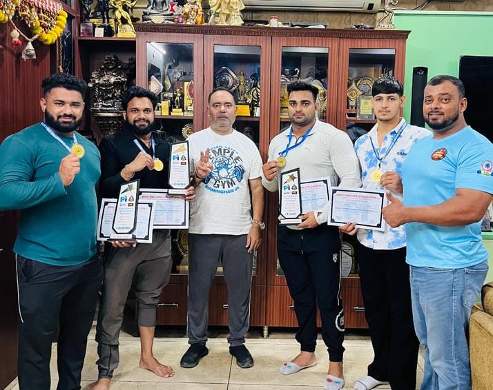 Manish won the gold medal in the bench press competition.