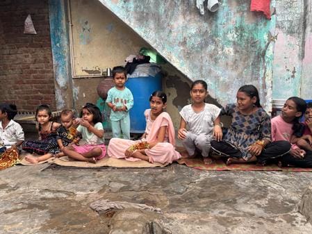 Women performed Ashtami puja and fed the girls.