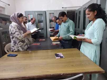 Exhibition of books organised in Hindi library