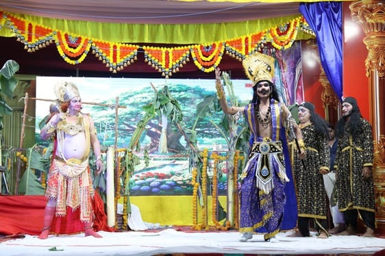 Hanuman destroyed Ashok Vatika and ate the fruits, distributing them among the spectators.