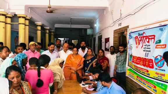 Health check-up of women in the camp