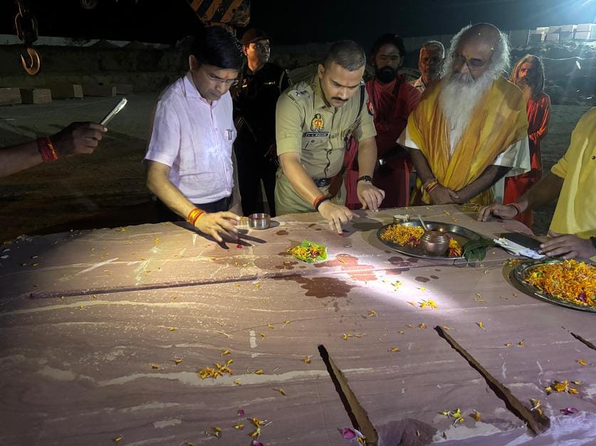 DM and SP performed Shila Pujan at Shri Kalki Dham