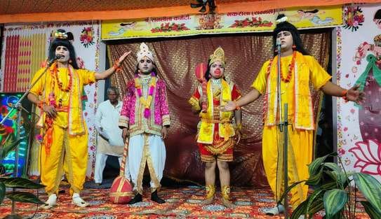The devotees were moved by the enactment of the Sita Haran drama.