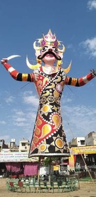 A 50-foot-tall effigy of Ravana will be burnt tomorrow.