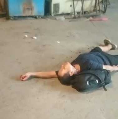 A man was found lying in a pool of blood near the bus stand.
