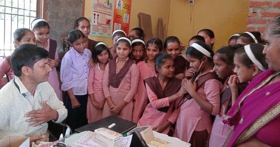The girl students visited the government hospital.