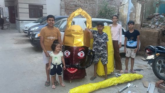 Burning of the tallest 160 feet Ravana in Berli Kalan village today