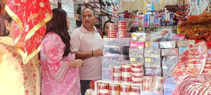 Designer thali set decorated with flowers is attracting women