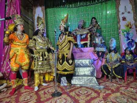 The search for Sita and the burning of Lanka were staged during the Ramlila at the Shiva temple.The search for Sita and the burning of Lanka were staged during the Ramlila at the Shiva temple.