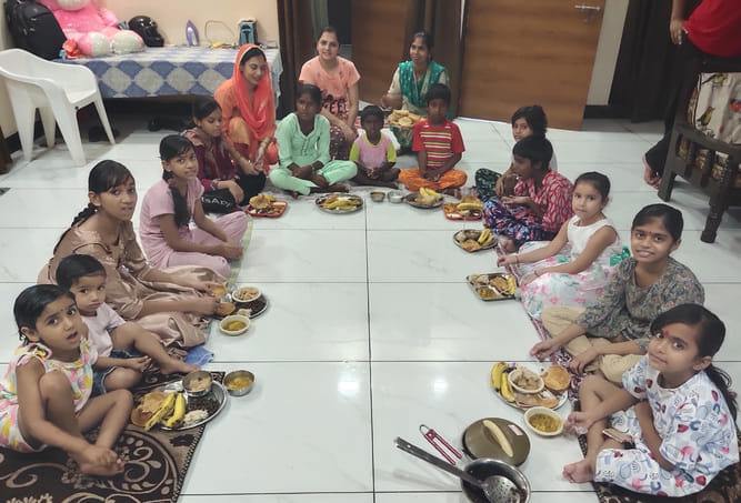 Feeding the girls
